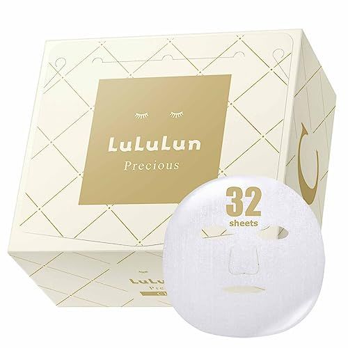 Lululun Precious White 32pc Sheet Facial Mask, Patented Daily Anti-aging Hydrating &amp; Moisturizing Face Mask Sheet Pack Set, Japanese Organic &amp; Natural Skincare