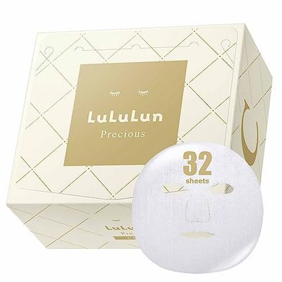 Lululun Precious White 32pc Sheet Facial Mask, Patented Daily Anti-aging Hydrating &amp; Moisturizing Face Mask Sheet Pack Set, Japanese Organic &amp; Natural Skincare
