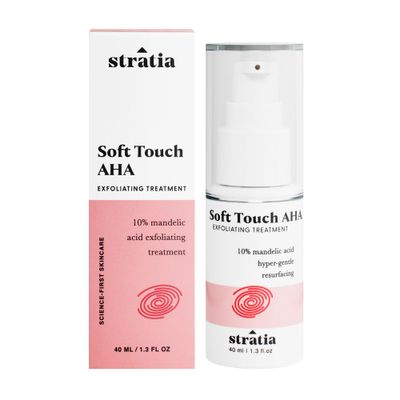 Stratia Soft Touch AHA | 10% Mandelic Acid Exfoliant Serum | Facial Exfoliant for Fine Lines, Skin Texture, Blemishes | 1.3 Fl Oz