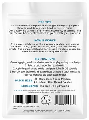 Maximum Strength Hydrocolloid Acne Remover Sticker Dots, 72 Pack | Face Healing Dot Treatment May Aid in Absorbing Zits, Pimples, Cystic Spots, Blemish Tea Tree Therapy Covers All Skin Types