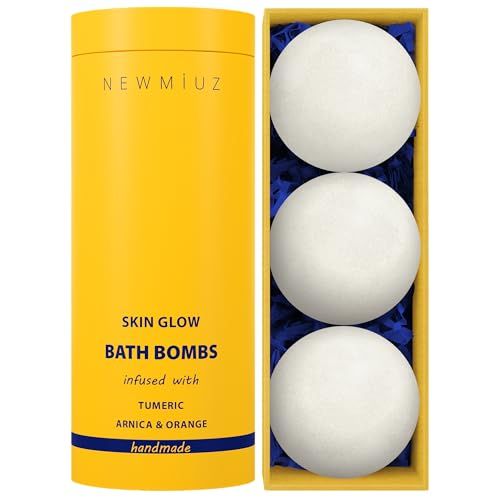 Natural Bath Bombs - Luxurious Fizzing Bubble Bath Gift for Dry Skin Hydration Moisturizing - Turmeric &amp; Arnica Orange Essential Oil - Immerse Yourself in A Blissful Spa Bath Relaxation Stress Relief