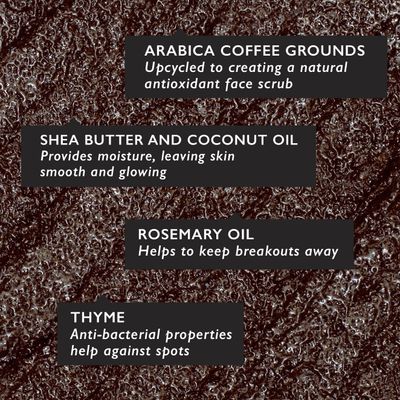 UpCircle Coffee Face Scrub - Herbal Blend For Oily, Combination + Spot Prone Skin 3.5oz - Tea Tree, Shea Butter, Coconut + Rosehip Oil - Natural, Vegan Face Exfoliator For Soft, Smooth Skin