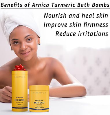 Natural Bath Bombs - Luxurious Fizzing Bubble Bath Gift for Dry Skin Hydration Moisturizing - Turmeric & Arnica Orange Essential Oil - Immerse Yourself in A Blissful Spa Bath Relaxation Stress Relief