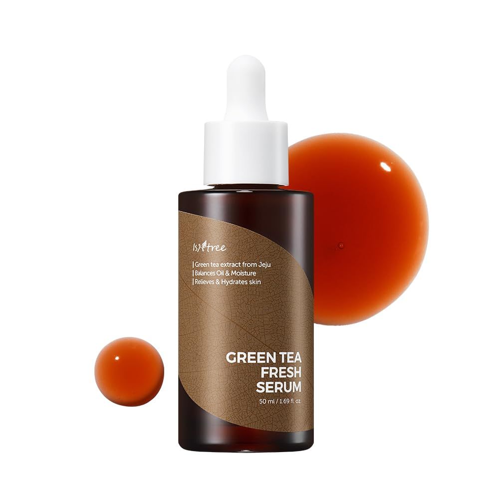 ISNTREE Green Tea Fresh Serum 50ml, 1.69 fl oz | Jeju Green Tea Extract | Controls Excessive Sebum | Balances Oil &amp; Moisture | Relieves &amp; Hydrates Skin | Korean Skincare