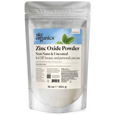 Sky Organics - Zinc Oxide Powder, 16 oz - Non-Nano &amp; Uncoated - Make Your Own Lotion, Deodorant, Cream, Soap - DIY Essentials - Resealable Bag - Natural, Vegan &amp; Cruelty Free - Beauty &amp; Personal Care