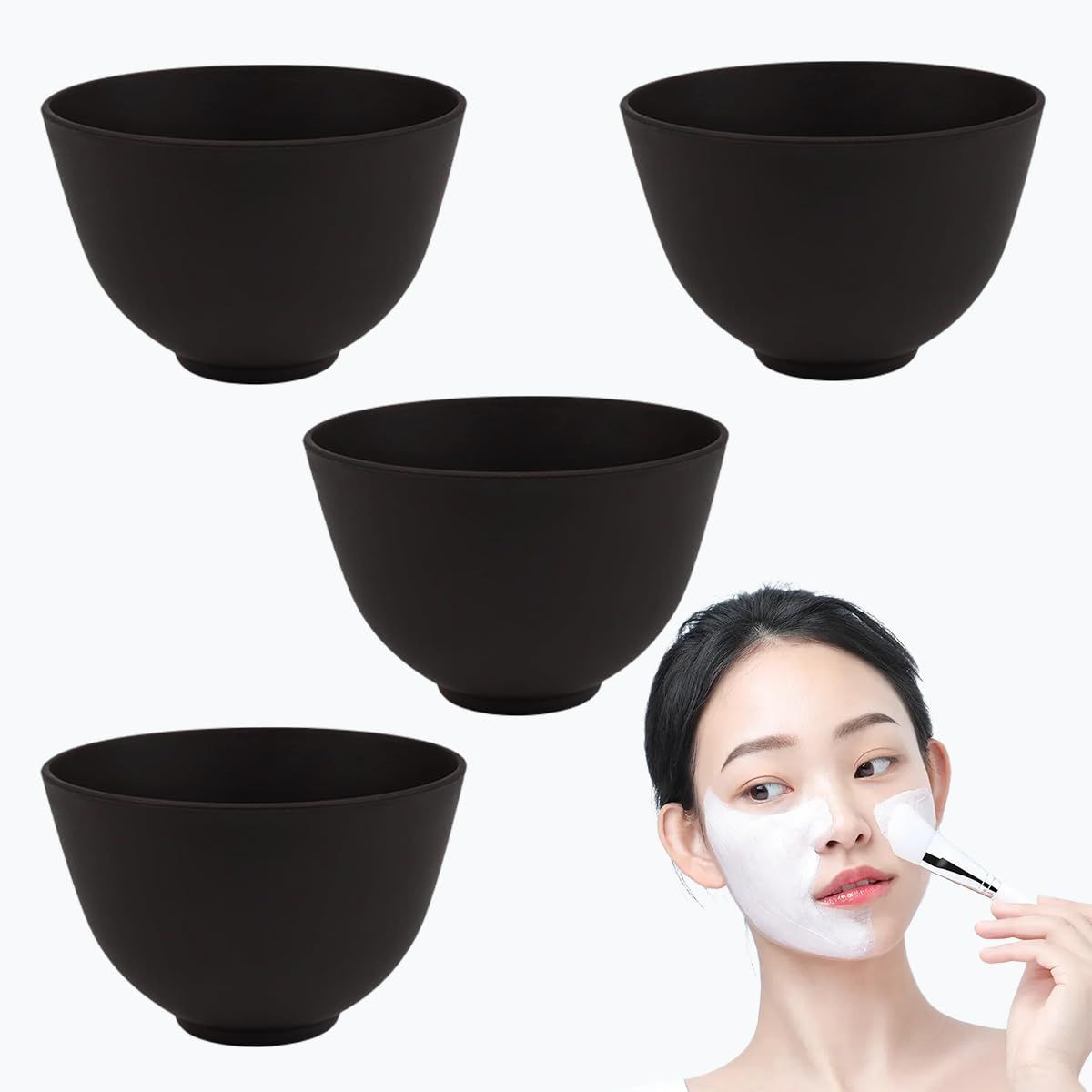 Rowcay 4 Piece Silicone Mixing Bowl Set, 3.93 Inch Microwaveable Silicone Bowls, Facial Bowls for Aestheticians, for Facial Masks, Mud Masks and Other Skin Care Products