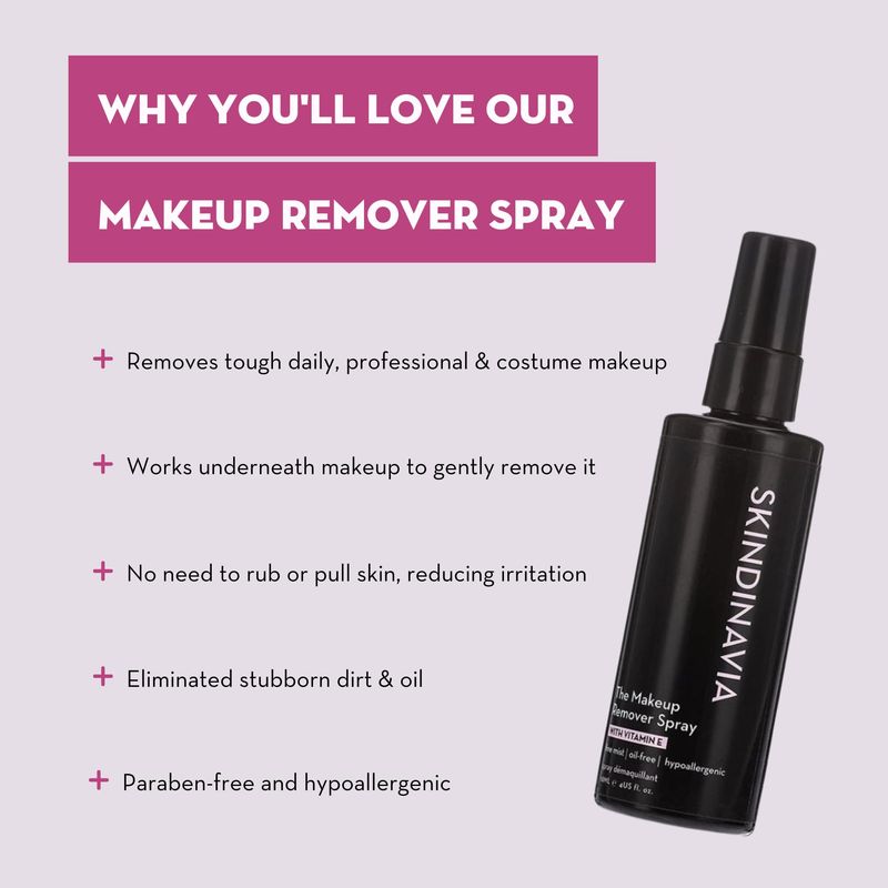 Skindinavia The Makeup Remover Spray - Cleansing Mist Removes Makeup without Drying or Irritating Skin - Hypoallergenic, Gentle &amp; Suitable for Sensitive Skin &amp; Face (4 oz)