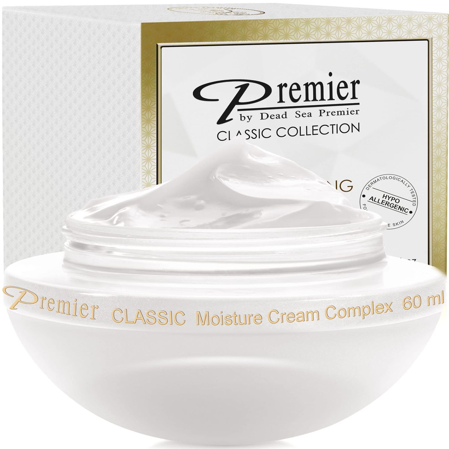 Premier Dead Sea Classic moisture complex cream normal to dry skin, sensitive skin, Anti-Aging to Smooth Wrinkles, Lightweight, Non-greasy Facial Cream, Vitamin A &amp; E, Ginkgo 2.4 FL.oz