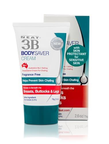 Neat 3B Body Saver Anti-Chafe and Sweat Rash Cream. Under Arm, Breast, Buttocks, Thighs and Groins 2.6 Fl Oz