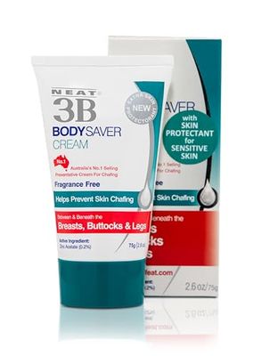 Neat 3B Body Saver Anti-Chafe and Sweat Rash Cream. Under Arm, Breast, Buttocks, Thighs and Groins 2.6 Fl Oz