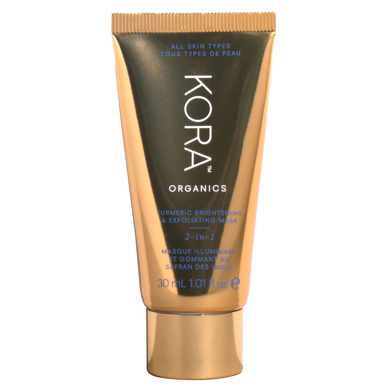 KORA Organics Turmeric Brightening &amp; Exfoliating Mask, Multi-Use Facial Scrub, Polish &amp; Illuminate, Certified Organic Exfoliating Face Mask, Cruelty Free, 1.01 fl oz