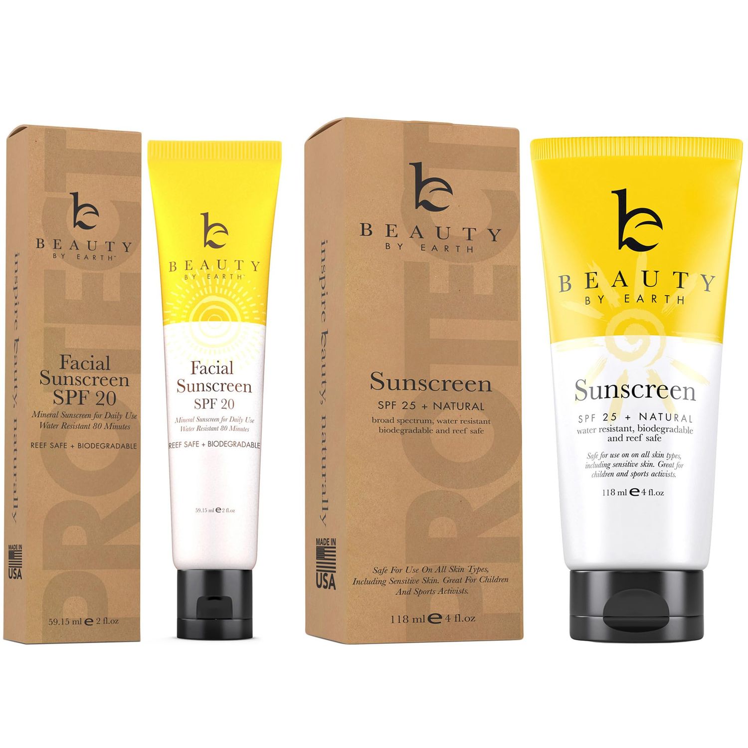 Mineral Sunscreen Set - Face Sunscreen SPF 20 &amp; Body Sunscreen Lotion SPF 25, Zinc Oxide Sunscreen, Reef Friendly Sunscreen, Travel Sunscreen &amp; Facial Sunscreen, Great Baby Sunscreen &amp; Kids Sunscreen