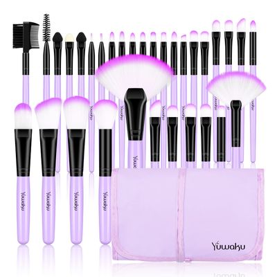 Professional Set of 32 Makeup Brushes;from an Array of Eyeshadow Foundation Brushes to a Concealer Brush to Eyelash and Blusher Brushes-the Makeup World is Truly Your Oyster. (Purple)