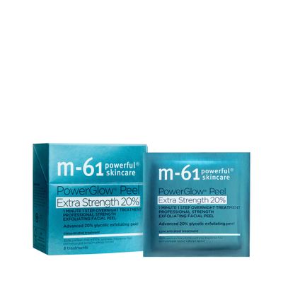 M-61 PowerGlow Peel Extra Strength 20% - 8 Treatments - 1 minute, 1 step advanced 20% glycolic overnight exfoliating glow peel