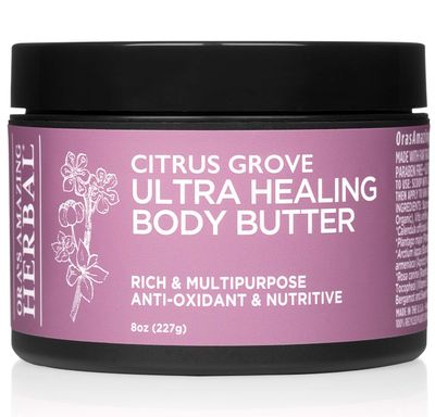 Ora&#39;s Amazing Herbal Ultra Healing Body Butter, Intensive Moisturizer For Dry Skin, Marjoram &amp; Bergamot Essential Oil, 8 oz, Citrus Grove Scent