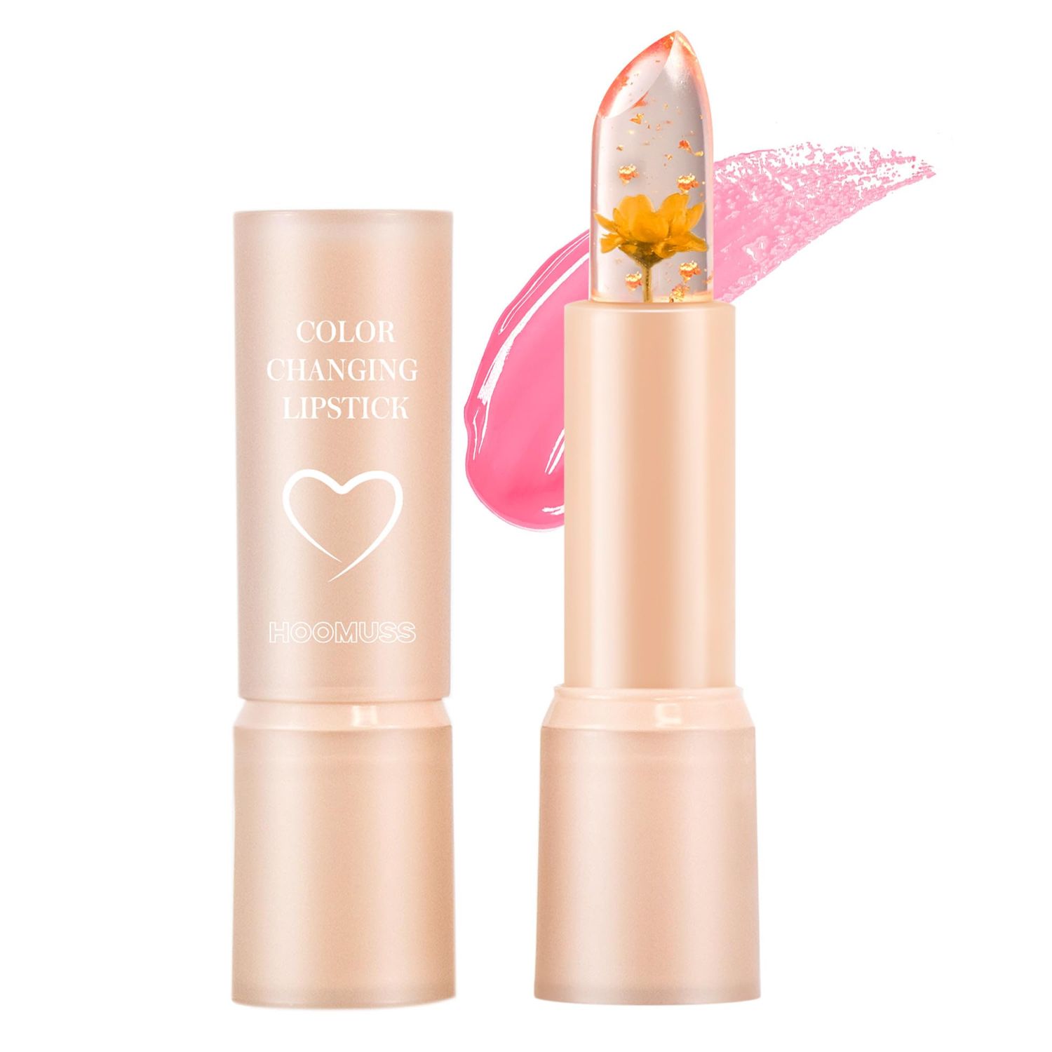 HOOMUSS Flower Lip Balm - Color Changing Lipstick Jelly Lip Stain for Perfect Pink Shade, Unique pH Lip Balm for Your Lips, Clean &amp; Vegan Flower Balm (Yellow Flower)