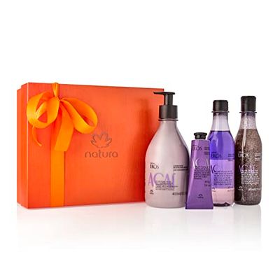 natura - Ekos Aa Collection Bio-Beauty Gift Set (4 Products) - Body Lotion, Hand Cream, Shower Oil, and Shower Gel - Gift Box - Vegan Skin Care - Brazilian Beauty Secrets - Self Care &amp; Body Care