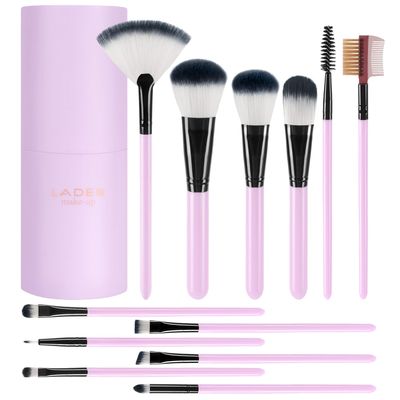 Makeup Brush Set with Case - 12 Pcs Makeup Brush Sets for Foundation Beauty Eyeshadow Blush Powder Concealer Contour Brushes Kit with Black Case