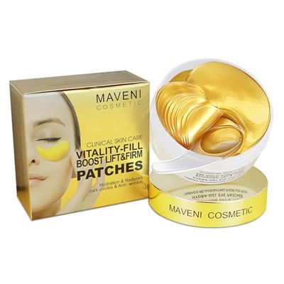 MAVENI Gold Under Eye Patches-60 Pcs Eye Masks | Anti-Aging |Boost Lift &amp; Firm the Look of the Eye Area |Eye Patches for Puffiness,Bags,Dark Circles (60 Count (Pack of 1), Under Eye Patches)