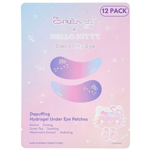 The Crme Shop x Hello Kitty Star Of My Eye Depuffing Hydrogel Under Eye Patches, Hydrating Under Eye Patches for Puffy Eyes and Dark Circles - 50th Year Anniversary Limited Edition (Pack of 12)