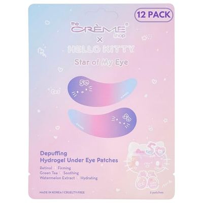 The Crme Shop x Hello Kitty Star Of My Eye Depuffing Hydrogel Under Eye Patches, Hydrating Under Eye Patches for Puffy Eyes and Dark Circles - 50th Year Anniversary Limited Edition (Pack of 12)
