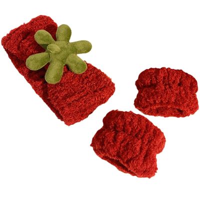 IOZO 3PCS Spa Headbands and Wristband Set, Headbands Wrist Bands for Washing Face Makeup Skincare Tomato Headband Set,Red Headband for Women Girls,Hairbands Christmas gifts