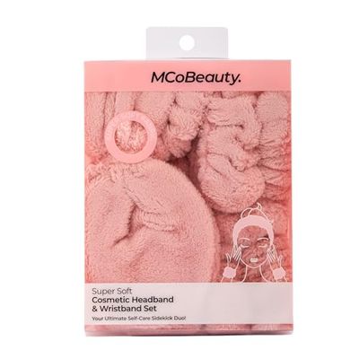 MCoBeauty Super Soft Cosmetic Headband &amp; Wristband Set, Ultimate for Self-care, for your Makesup and Skincare Routine
