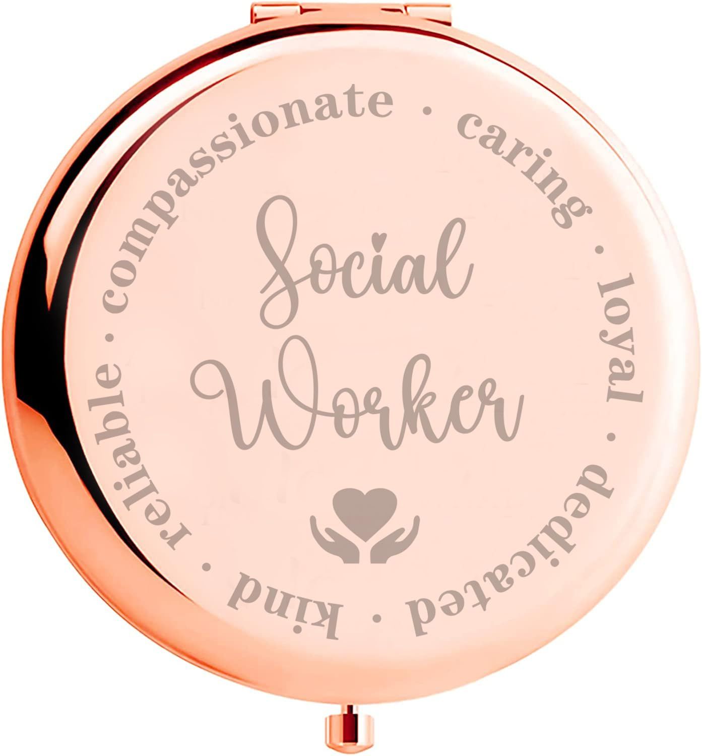 Kasuwow Social Worker Gifts for Women, Social Worker Appreciation Gifts, Social Work Month Volunteer Gift for BSW Compact Makeup Mirror