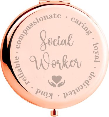 Kasuwow Social Worker Gifts for Women, Social Worker Appreciation Gifts, Social Work Month Volunteer Gift for BSW Compact Makeup Mirror