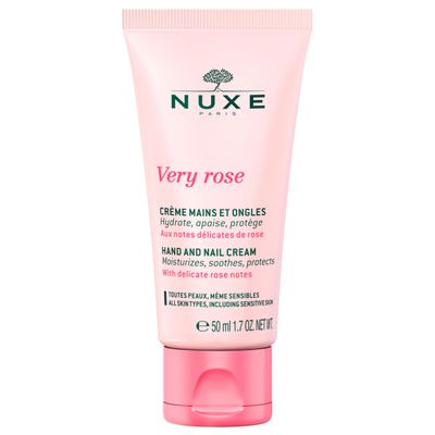 Nuxe Very Rose Hand and Nail Cream, Hydrating &amp; Soothing Hand Moisturizer with Rose Oil Extract, Aloe Vera and Glycerin, 1.7 Fl Oz