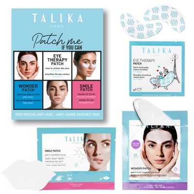 Talika Patch Me If You Can Set | Hydrating Skincare Set with Eye, Forehead, and Lip Masks | Biocellulose Masks with Hyaluronic Acid &amp; Eye Therapy Patches | Hydrate, Plump, and Smooth