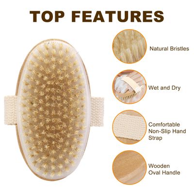 Rnodoilkfly 2Pcs Dry Brush, Natural Bristle Exfoliating Brush, Body Scrubber, Dry Brushing Body Brush for Lymphatic Drainage, Blood Circulation, Wet and Dry Brush, Deep Exfoliation for Smooth Skin