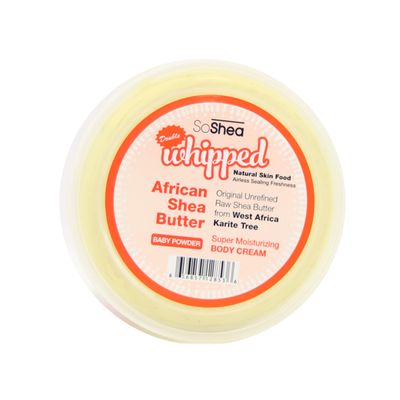SoShea Whipped African Shea Butter|For All Hair Textures &amp; Skin Types|Original Unrefined Raw Shea Butter |Premium Quality 13.50oz (Baby Powder)