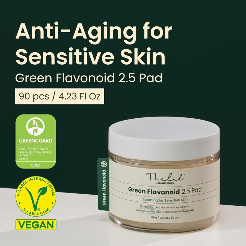 THE LAB BY BLANC DOUX Green Flavonoid 2.5 Toner Pads (90 pcs.) - Gentle Soothing &amp; Calming, Infused with Flavonoids and Naturally-derived Extracts, Ideal for Sensitive Skin