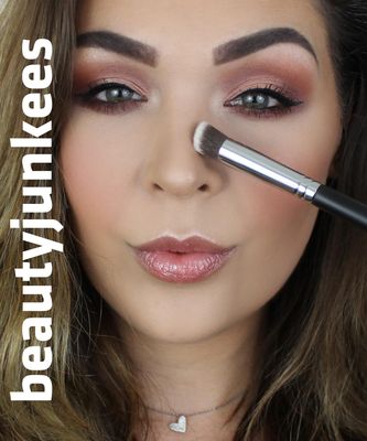 Kabuki Nose Contour Brush - Beauty Junkees Mini Flat Angle Contouring Makeup Brushes, Small Angled for Sculpting, Bronzer, Highlighter with Liquid Cream Powder Cosmetics, Dense, Vegan Synthetic