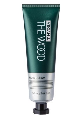 Vegan J. The Wood Hand Cream | Deep Hydration with Shea Butter | Fast-Absorbing, Non-Sticky, Vegan &amp; Cruelty-Free Hand Care with Woody Amber Green Scent (1.69 fl.oz.)