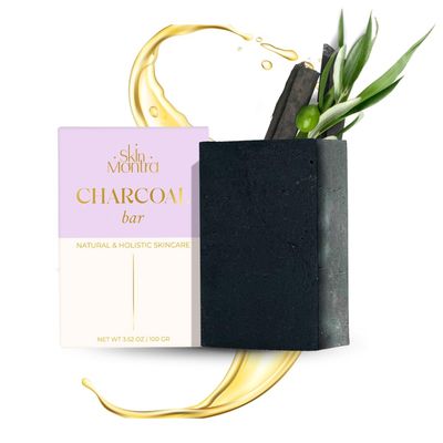 SKIN MATRA - Holistic &amp; Natural Charcoal Bar - Handmade Skincare with Activated Charcoal, Organic Olive Oil &amp; Coconut Oil - Cleanses and Gently Exfoliation [ 3.52 oz ]