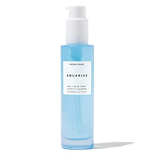 HERBIVORE Aquarius BHA + Blue Tansy Clarity Cleanser - Deep Cleansing, Gentle Exfoliation for Oily-Combination Skin, Plant-Based, Vegan, Cruelty-free, 3.3 oz