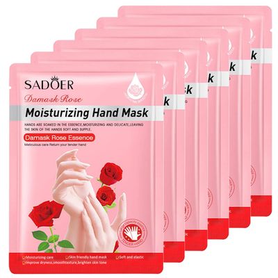 Permotary 6 Pack Moisturizing Hand Peel Mask Gloves, Hand Mask Natural Collagen Spa Gloves Moisture Enhancing Gloves for Dry Hands, Repair Rough Damage Skin for Women &amp; Men (Rose)