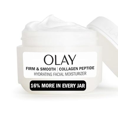 Olay Firm &amp; Smooth Collagen Peptide Face Moisturizer, 2 oz Fragrance Free Firming Face Cream for Hydration and Skin Renewal, Recyclable Eco Jar Packaging