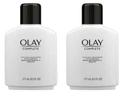 Olay Complete All Day Moisturizer Lotion with Sunscreen SPF 15 for Sensitive Skin, 6.0 fl oz (Pack of 2)