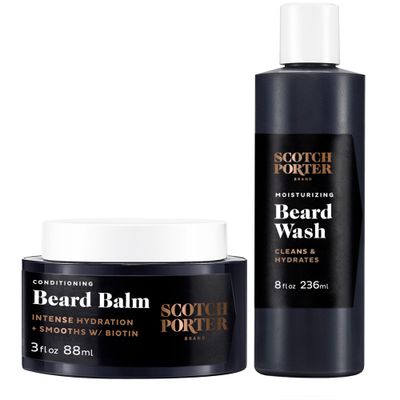 Scotch Porter Conditioning Beard Balm &amp; Moisturizing Beard Wash Bundle - Smooth, Shape, Moisturize &amp; Cleanse while Encouraging Growth for a Fuller/Healthier-Looking Beard - Original Scent, Two Pack