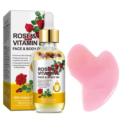 Vitamin E Oil, Vitamin E Oil for Face, Rose &amp; Vitamin E Oil, Face Organic Vitamin E Oil with Gua Sha Tools Set
