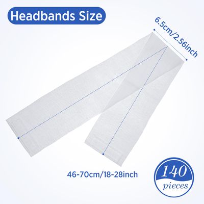 Waydress 140 Pieces Disposable Spa Facial Headbands with Convenient Closure, White Stretch Facial Headwraps Soft Skin Care Hair Band for Women Salons