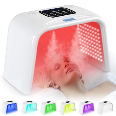 Holsn Red Light Therapy for Face Body 7 Color LED Therapy Light Photon LED Light Therapy Lamp with Spray, Professional LED Face Mask Light Therapy Mask Facial Beauty Machine SPA Skin Care Rejuvenation