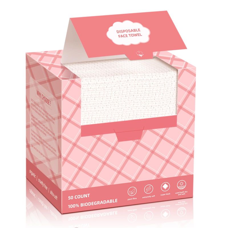 ICOTLE Disposable Face Towels, 10&quot;12&quot; Facial Towelettes Disposable, Makeup Remover Dry Wipes for Sensitive Skin, Makeup Removing, Cleansing, Nursing, Travel