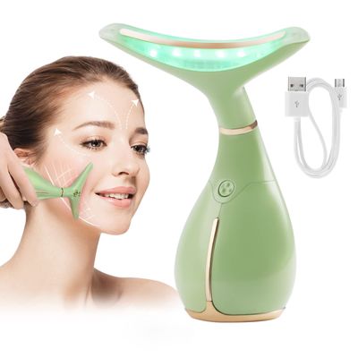 Ms.W Facial Massager for Women, Portable Facial Massager for Skin Care, Electric Facial Massage Kit, 45  5 Heating and 3 Massage Modes-* (Green)