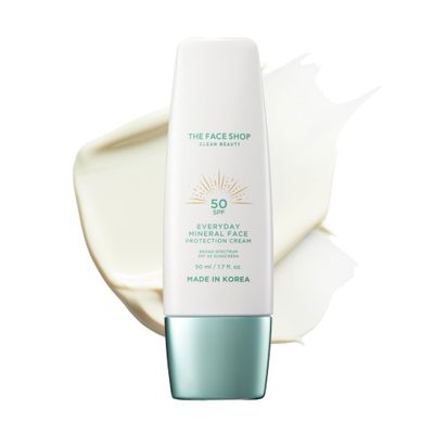 THE FACE SHOP Everyday Mineral Sunscreen SPF 50, Korean Sunscreen for Face with Zinc Oxide, Panthenol &amp; Niacinamide, For Sensitive Skin, No White Cast, Water Resistant, Reef Friendly, Fragrance-Free