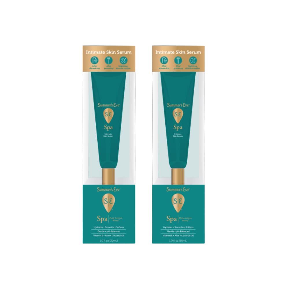 Summer&#39;s Eve Spa Daily Intimate Beauty, Luxurious Skin Serum, Post Shave Fragrance Free Womens Hydrating Serum, 1oz Tube (Pack of 2)