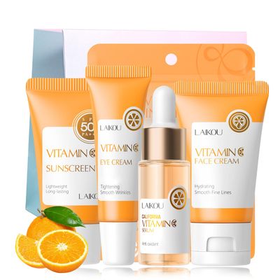 Skin Care Kit Vitamin C Girls Gifts - Skincare for Girls 10-12 - Moisturizing Skincare Set - Gift Set with Sunscreen, Serum, Face &amp; Eye Cream - Travel Essentials Women(One Size, Vitamin C 4PCS Scent)